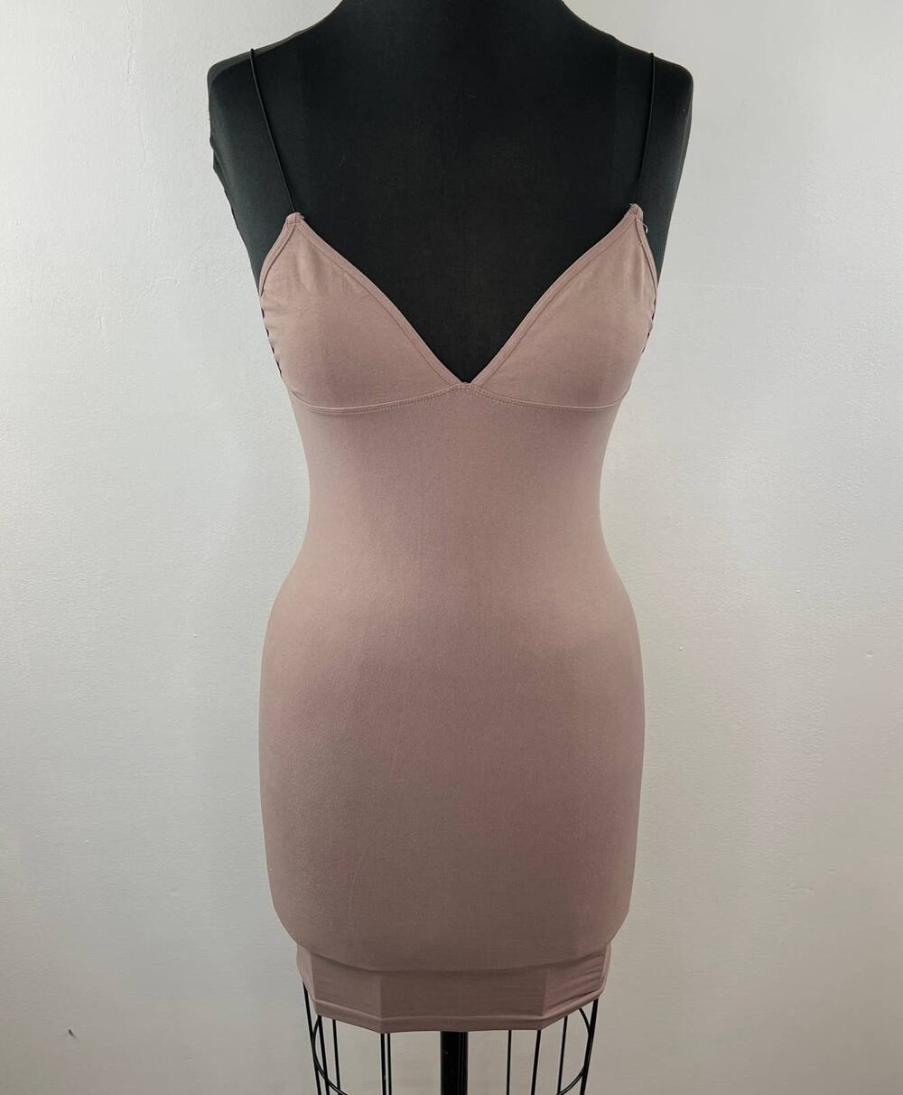 FREE PEOPLE Intimately Tan Strapless V Neck Full Body Slip Shape-wear Dress XS